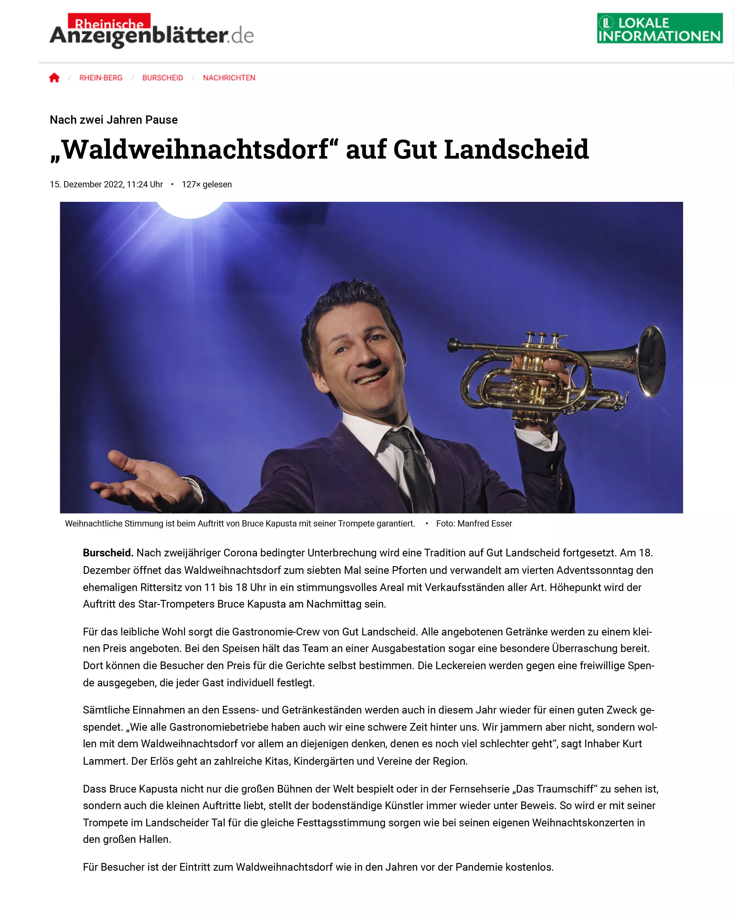 Rheinisches Anzeigenblatt Waldweihnachtsdorf